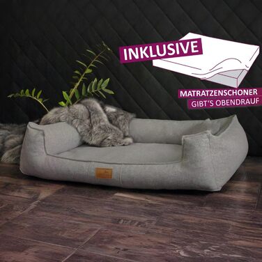 Ортопедичне собаче ліжко Tierlando® Goofy Couture з захистом для матраца, знімний чохол з меблевої тканини, для собак середніх та великих порід, розмір: 90x75 см, колір: графіт