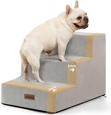 Сходинка для собак та котів, 3-ступенева широка неслизька сходинка для дивану, софи та стільця, 40 см, сірого кольору