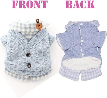 Теплий зимовий светр для собак та котів. М'який, зручний, з рукавами. Підходить для маленьких та середніх порід (Бічон). Колір: блакитний. Розмір XS