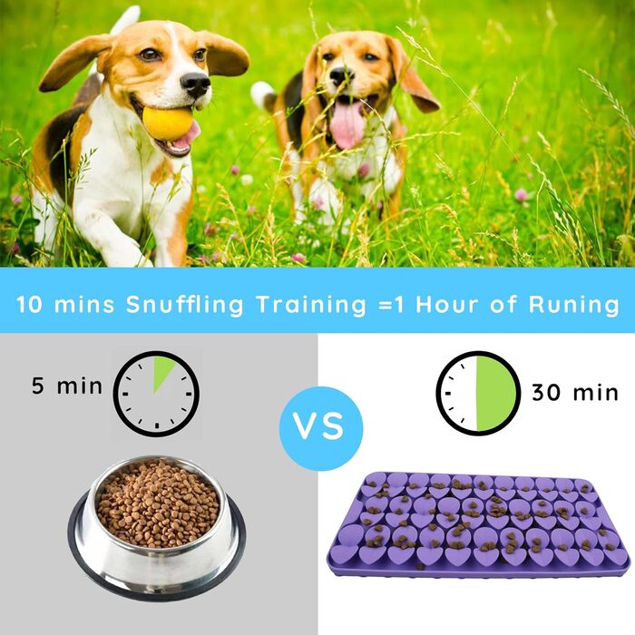 Силіконова сенсорна килимок для собак, 18x37 см, килимок-іграшка з присосками, повільний дозатор корму, килимок для годування собак, іграшка для собак, розважальна іграшка для собак (фіолетовий)