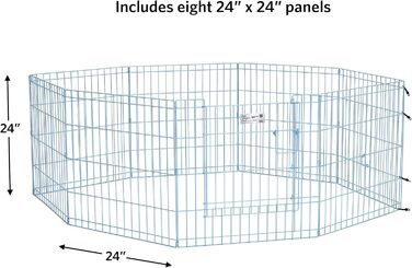 Вольєр для собак Midwest Homes for Pets 542-30, металевий, розкладний, з дверцятами, 61 x 76 см, золотисто-цинкований, 157 x 157 x 61 см