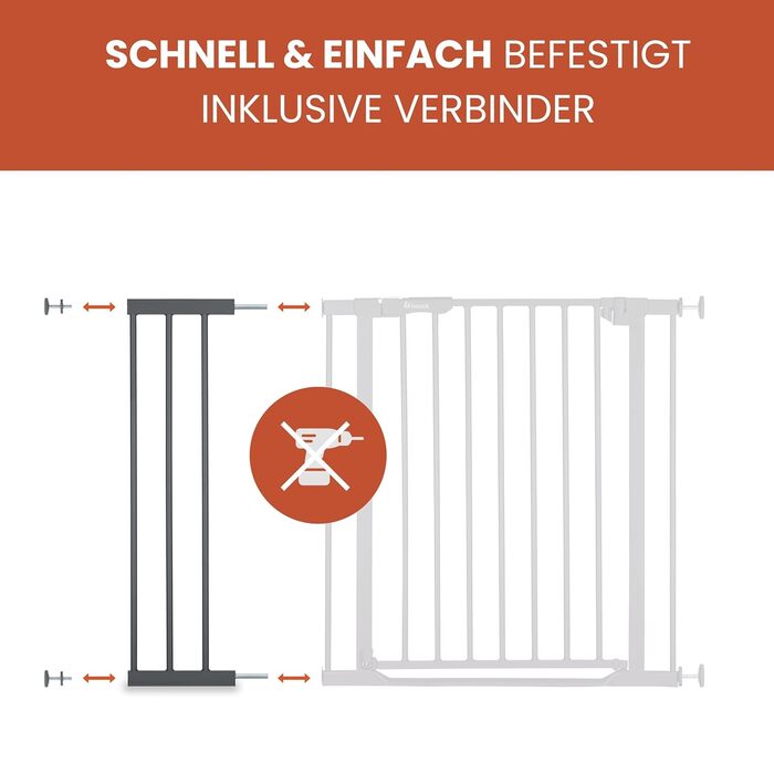 Захисні ворота для дітей Hauck Clear Step Autoclose - сірий, регульована ширина 75-80 см, висота 77 см, самозакривні, без свердління, подовження 21 см