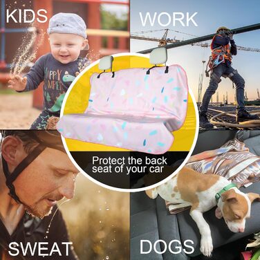 Чохол на сидіння заднього ряду для авто: універсальний, водонепроникний, для собак та дітей (рожева мармурова текстура)