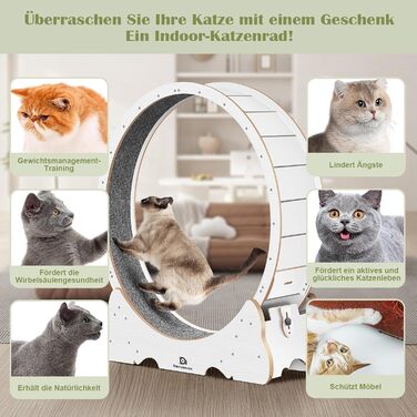 Велике біле котяче бігове колесо для котів, безшумне, ельфійсько-біле