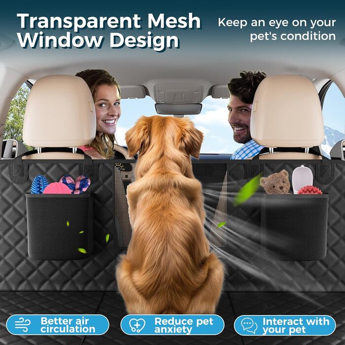 Водонепроникний захист для заднього сидіння авто: килимок для собак з жорсткою основою, захистом від подряпин та оглядовим вікном