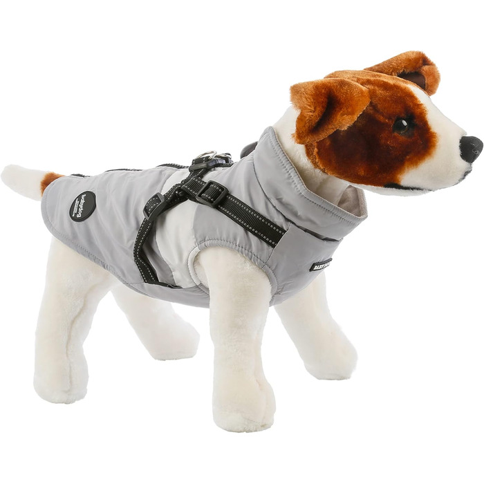 Тепла куртка для собак, зимова жилетка для малих та середніх собак, пуловер для собак, вітронепроникна жилетка з кільцем для повідка, сірий колір, розмір M