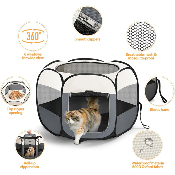 Клітка-переноска для цуценят та дрібних тварин, розкладний вольєр для собак, котів та інших дрібних тварин. Водонепроникний вольєр з Оксфордської тканини з сумкою для перенесення (зелений, L(110x110x0cm))