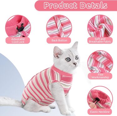 Одяг для котів після операції Citétoile: Комбінезон для захисту рани, альтернатива електронного комірця, рожевий, розмір M