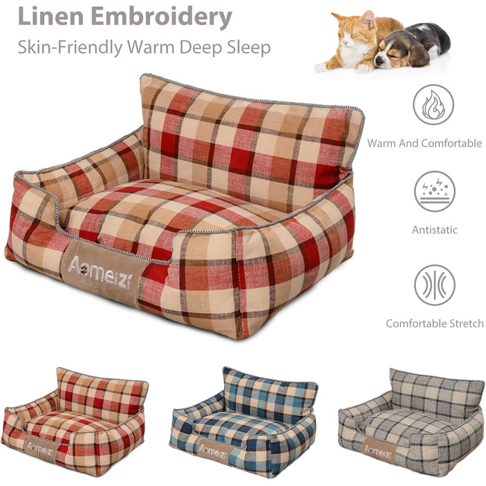 Ортопедичне ліжко для собак PETCUTE - зручне та миюче, для середніх та великих собак, з підголовником (червоне)