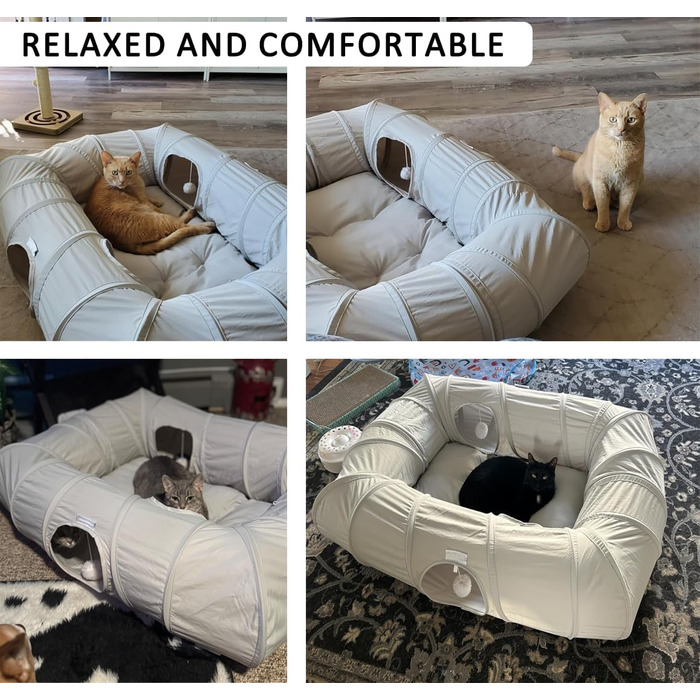 Туннель для котів Ernan: складаний ігровий тунель для кошенят, цуценят та кроликів (білий/сірий)