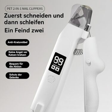 Професійна кусачка для собак 2-в-1 з LED-дисплеєм, тихий мотор, для собак великих, середніх та малих порід