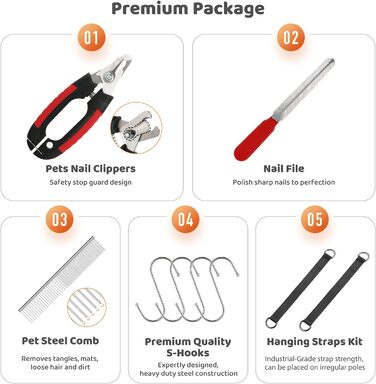 Гамак для грумінгу собак та котів Guzekier, фіксатор, набір для догляду: триммер, пилка, гребінець (до 13 кг)