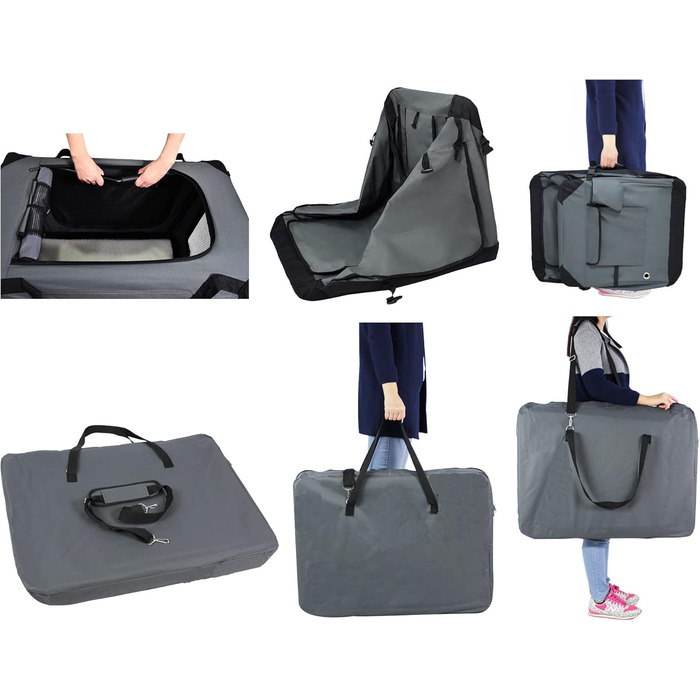 Клітка для собак EliteField з 3 дверцятами, складана, м'яка, з сумкою для перенесення та флісовою підстилкою, для дому та вулиці, 91.4 x 61 x 71.1 см