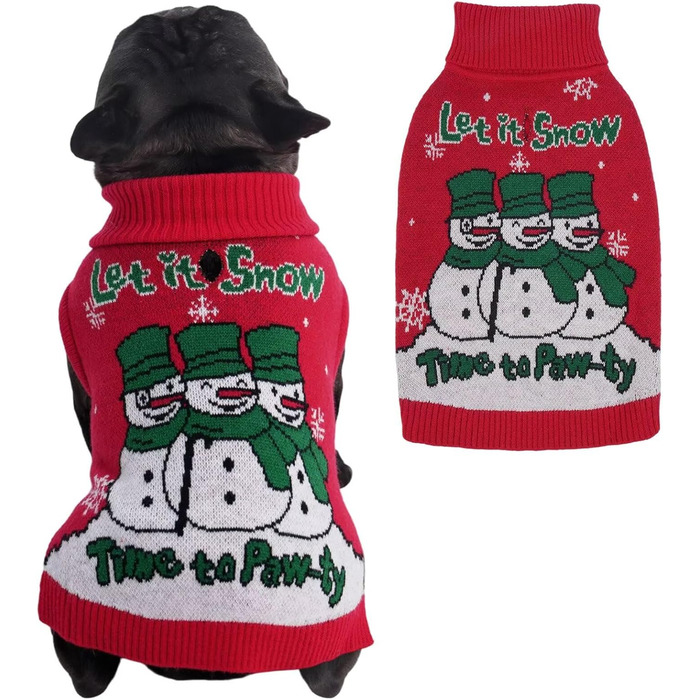 Светр для собак IECOii з коміром-мотоциклом, флісовий пуловер, різдвяний пуловер для собак, пуловер для собак на Хелловін, м'який зелений пуловер для собак (M, червоний)