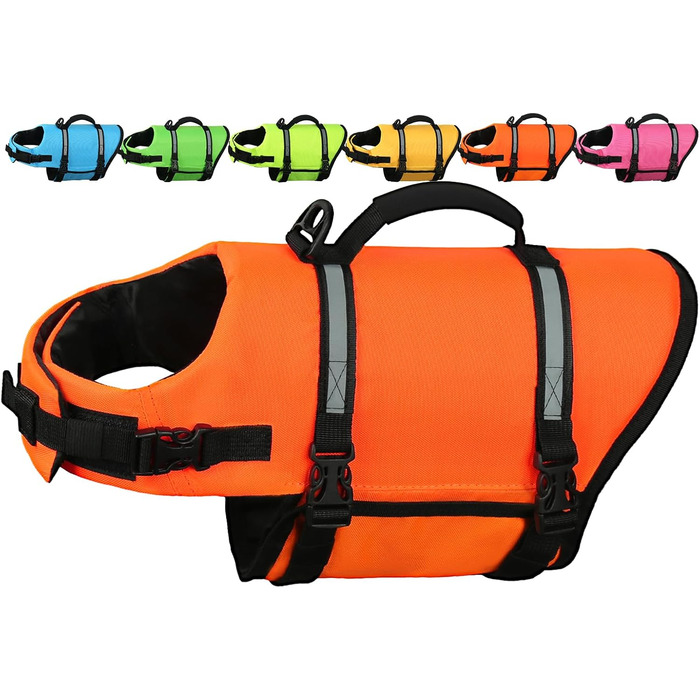 Світловідбиваюча рятувальна жилетка для собак AMZNOVA Rip Stop, XL, 79-97 см (обхват грудей)