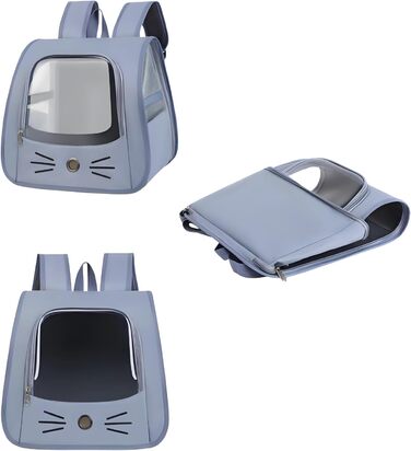 Рюкзак для кота з сіткою, портативний та складаний, переноска для домашніх тварин, дихаючий та складаний рюкзак для домашніх тварин, з прозорим вікном, для тварин до 6,5 кг