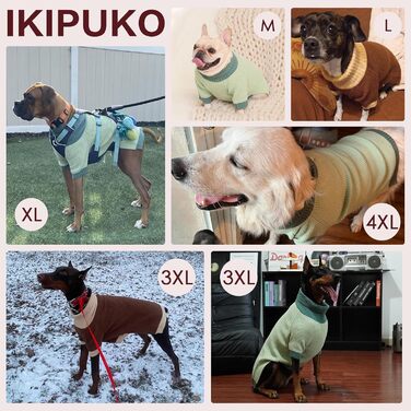 IKIPUKO Пуловер для собак, теплий одяг для собак з отвором для повідка, святковий новорічний пуловер для собак, хлопчиків, дівчаток, зимовий пуловер з коміром-стійкою (M, темно-синій)