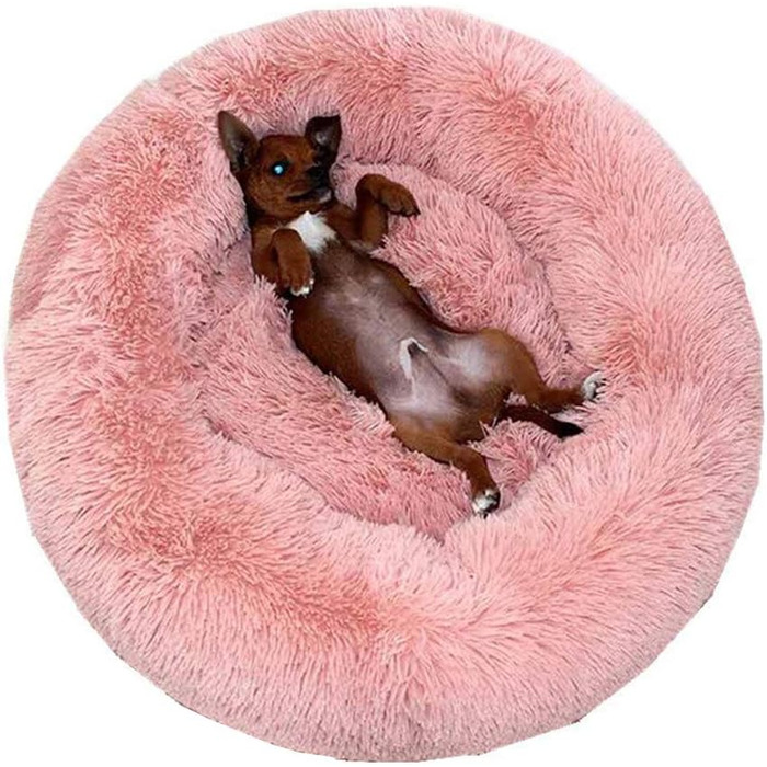 М'яке ліжко для собак та котів великих розмірів, круглої форми, плюшеве, біле, діаметр 100 см