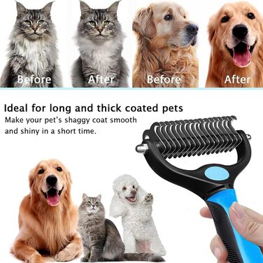Гребінець для підшерстка собак та котів, набір для догляду за шерстю, синій