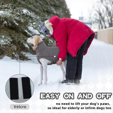 Теплий зимовий одяг для собак - куртка з отвором для шлейки, підійде для коргі, кокер-спанієль (Сірий L)