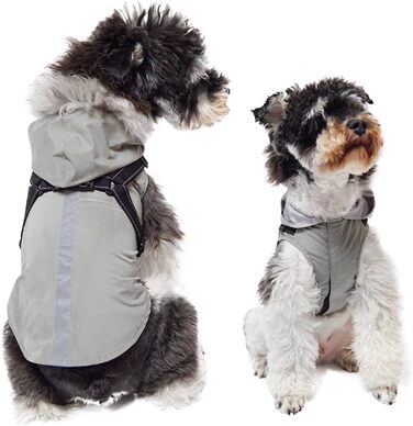Дощовик для собак PETCUTE: водонепроникний дощовик-куртка з отвором для повідка, з відбиваючими смугами, для малих, середніх та великих собак (XL, сірий)
