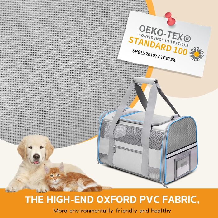 Транспортувальна сумка для котів та собак великих, середніх та малих порід, складна, м'які боки, 25 л, сірий колір