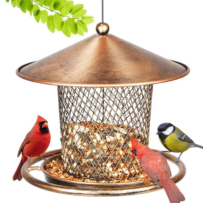 Годівниця для птахів у вигляді даху, захищена від білок, металева, 900 г, чорна/синя