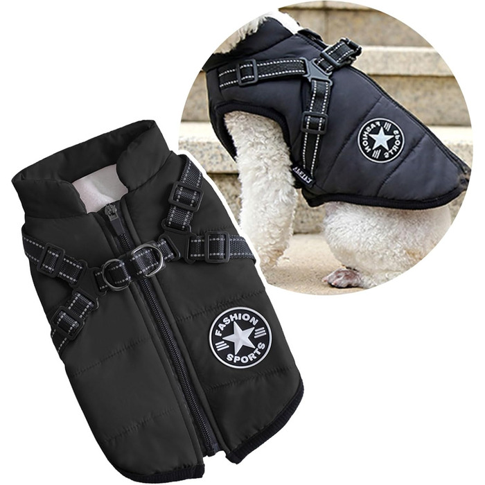 Теплий зимовий одяг для собак, чорний, розмір M (2.3-3.8 кг) - одяг для собак, котів, цуценят