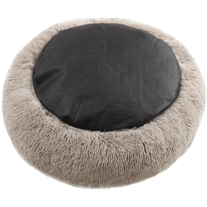Ліжко для собак та котів Juicy Couture Devon, кругла, штучне хутро, велике, тауп/коричневе, 71x71x25 см