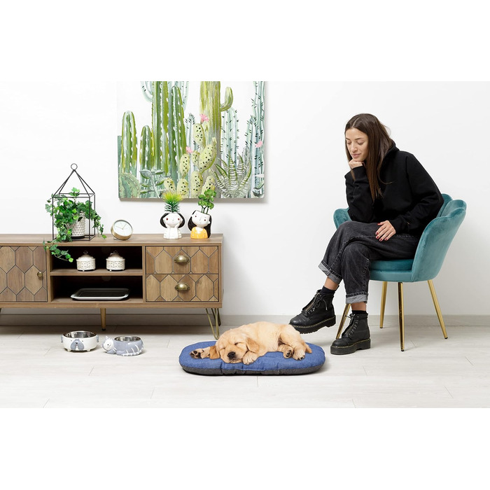 Подушка для собак та котів Baroni Home, 47x70x8 см, сіро-блакитна, M