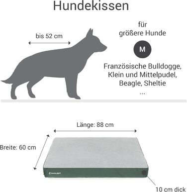 М'яке ліжко для собак середніх порід GreenLabel (88x60 см, зелене) - зручне, миється, з м'якого флусу