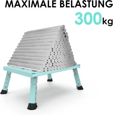 Алюмінієва розкладна сходинка-підставка, 300 кг, 3 сходинки, регульована висота, широка антиковзаюча поверхня, для автодому, саду та сходи для собак, легка та складна (зелена)