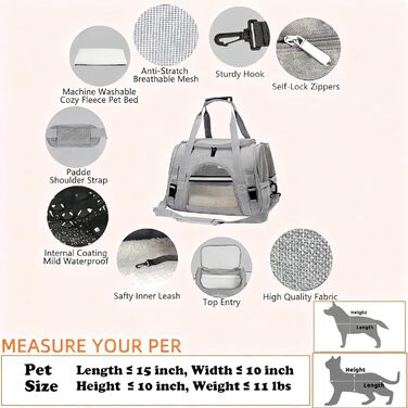 Транспортна сумка для котів та собак, складана, сіра. Дыхаюча переноска для тварин для ветеринара, авто, літака, поїзда