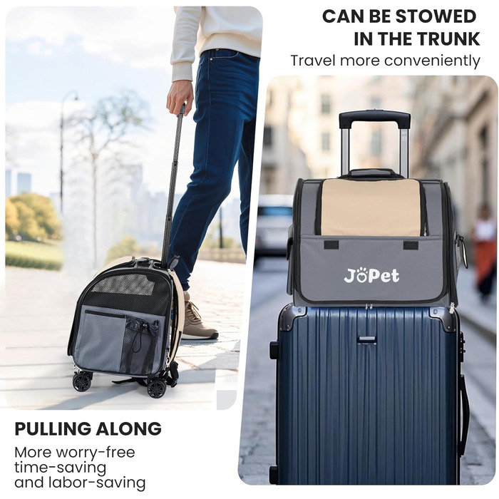 Транспортувальна сумка для домашніх тварин на колесах, рюкзак для собак та котів, сумка-переноска, оливковий колір