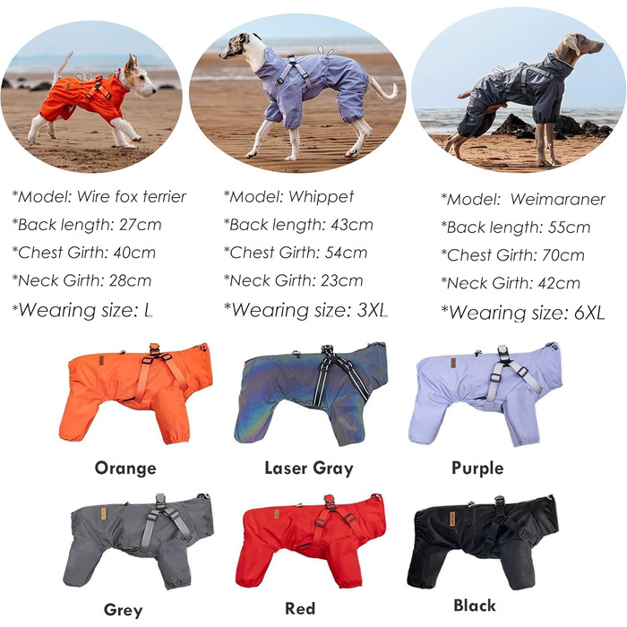 Водонепроникний комплект для собак BT Bear: жилет, дощовик, жилетка, шлейка, 6XL, сірий