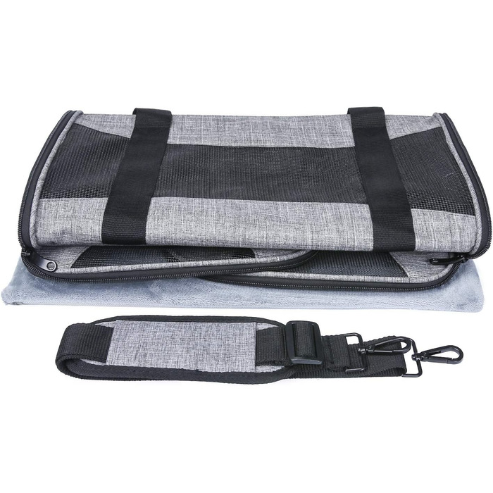 Транспортна переноска для котів та собак, складана, з м'якою підстилкою та плечовим ременем