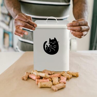 Металевий контейнер для корму для собак та котів з мірним стаканчиком, ложкою та іграшкою мишка, милий контейнер для зберігання корму (#3)