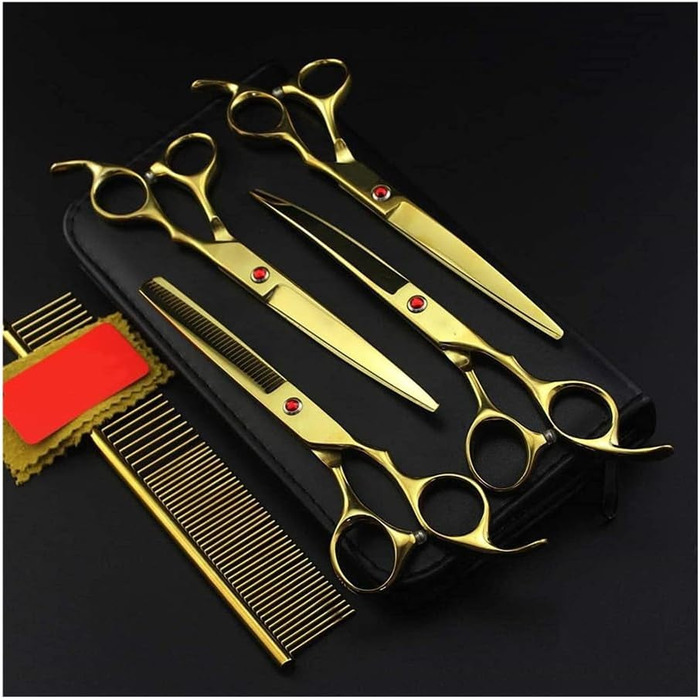 Професійні ножиці для собак, вигнуті ножиці для стрижки шерсті, регульований набір ножиць з нержавіючої сталі, для догляду за шерстю тварин