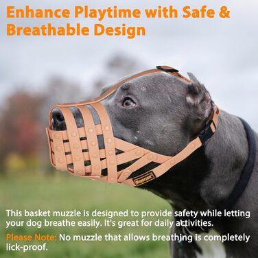 Майерзон Намордник для собак Пітбуль, Ротвейлер, Стаффордширський тер'єр. Захист від укусів, дресирування, грумінг. Зелений, бежевий.