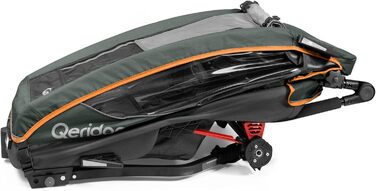 Qeridoo Lynix 1 Forest Green - Причіп для велосипеда, дитячий, на 1 місце, з підвіскою та ременями безпеки | Дитяча коляска-візок, прогулянка, Walker & Bike