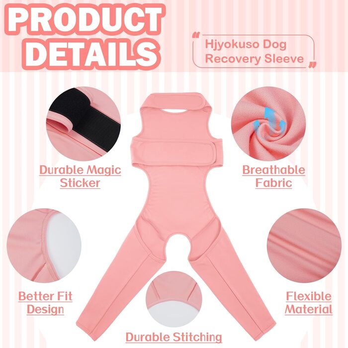 Комбінезон для собак після операції на ногах, захист від витікання, запобігає інфекціям, розмір L, рожевий