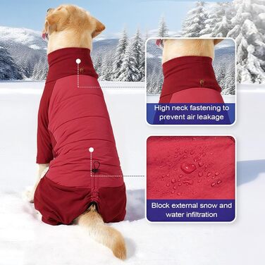 Зимовий одяг для собак: теплий, вітронепроникний зимовий одяг з коміром для малих, середніх та великих собак. Ідеально для прогулянок, походів та кемпінгу. Колір: червоний, розмір XL