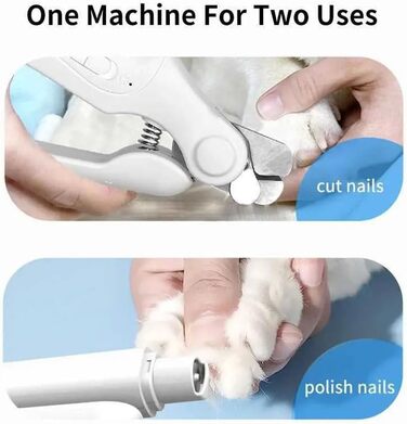 LUCKKY 2-в-1 тример для нігтів домашніх тварин: стригун та шліфувальник для собак та котів з LED-підсвіткою