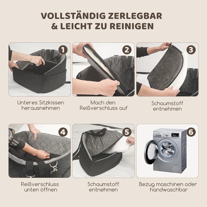 Автомобільний лежак для собак та котів, з кишенями для зберігання, з ременями безпеки, чорний та сірий