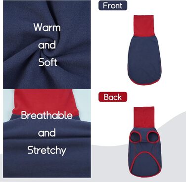 Пуловер для собак MHaustlie, теплий флісовий пуловер з коміром-гетром для маленьких собак, XXL, блакитний