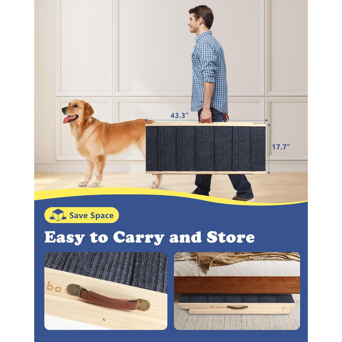 Рампа для собак та котів Hunderampe - складана, регульована, до 90 кг, 30-60 см