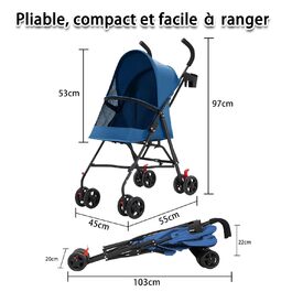 Дитяча коляска для тварин Homewell, складна, з тримачем для напоїв та ременем безпеки, вантажопідйомність 15 кг, колеса з блокуванням 360°, блакитна