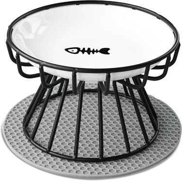 Підвищений годівниця для котів, керамічна миска з металевим підставкою, для котів, цуценят та маленьких собак, миється в посудомийній машині