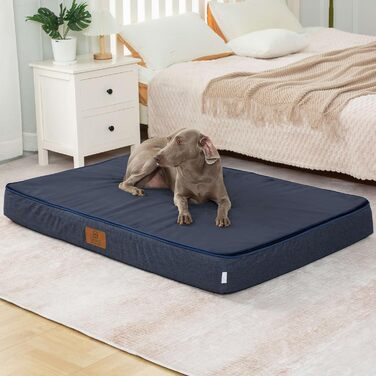Велике ортопедичне ліжко для собак з memory foam, 25 см товщиною, водонепроникне, знімний, пральний чохол, блискавка по периметру, розмір 135х91х15 см, колір морська хвиля