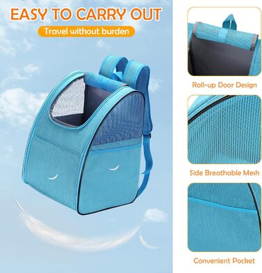 Рюкзак для тварин ALLSOPETS: складаний, для котів та собак, з дихаючою підкладкою. Ідеально для подорожей, прогулянок та хатніх потреб. Колір: блакитний